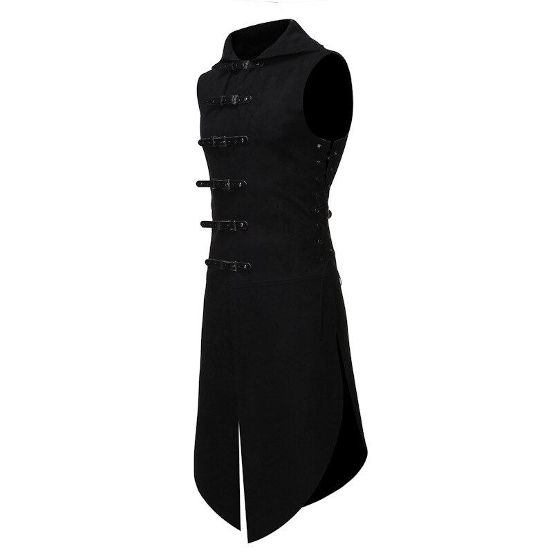 Men's Gothic Tuxedo Vest Medieval Vintage Sleeveless Steampunk Victorian Suit Vests Male Halloween Party Retro Cosplay Trench: M