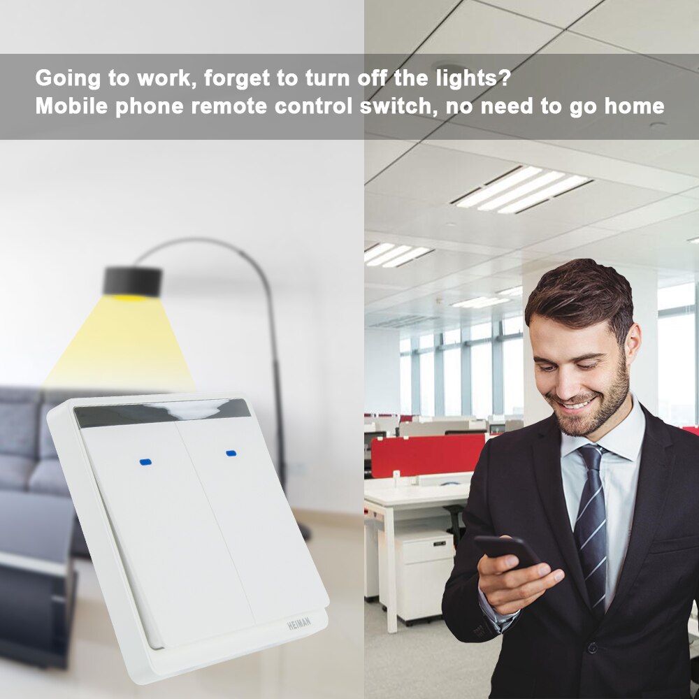 Heiman Zigbee Smart Switch Muur Neutralline Live Line App Afstandsbediening Licht Draadloze Schakelaar Voor Smart Home Systeem Module