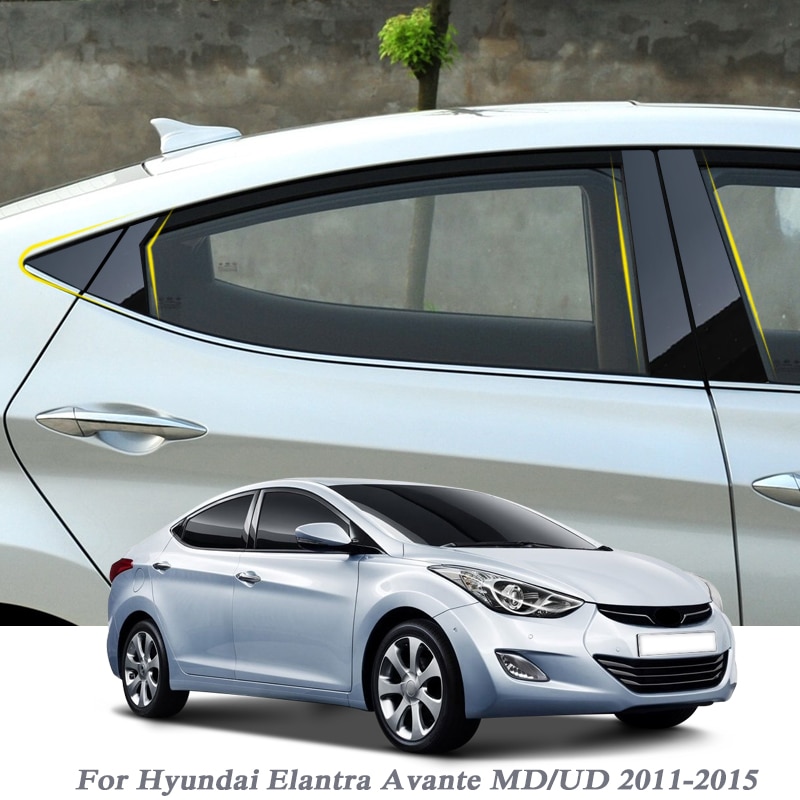 8Pcs Auto Styling Voor Hyundai Elantra Avante Md/Ud Autoruit Trim Sticker Midden Kolom stickers Pvc Auto Accessoires