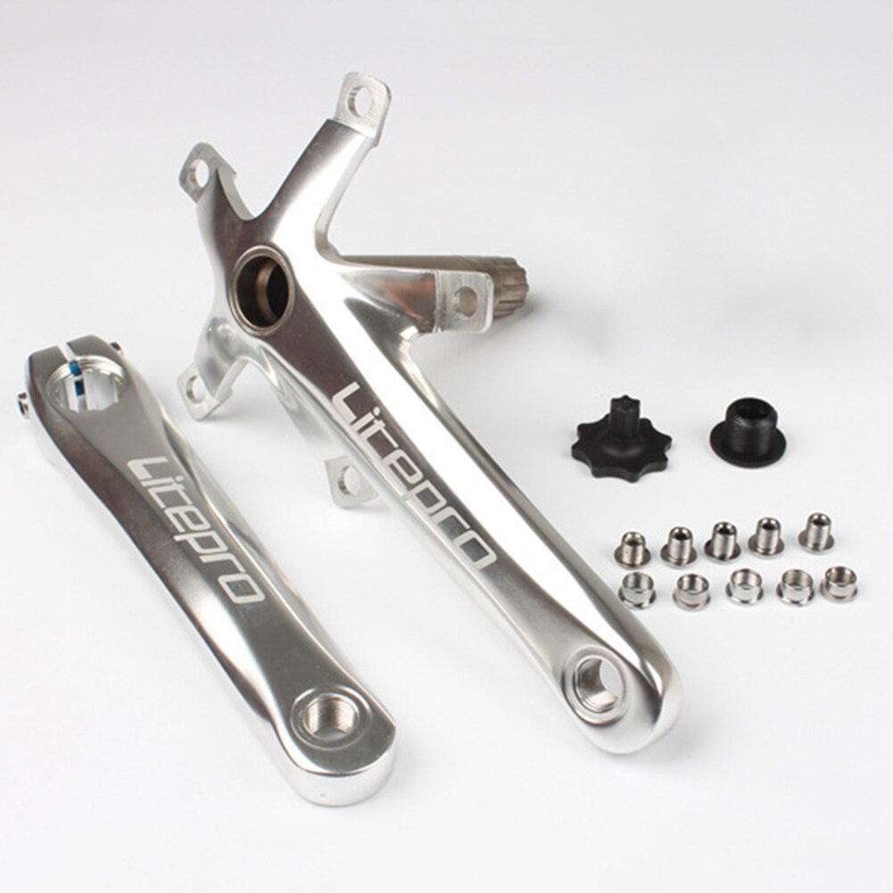 Lp Aluminium Vouwfiets Hollow Een Crank Arm Set 170Mm Bcd 130Mm Met Trapas Kit Voor Mtb bmx Road Fiets Onderdelen: Light Grey