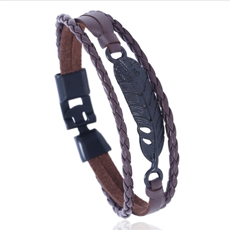 mehrschichtig FlüGel Charme Leder Armbinde für Männer Schmuck Jahrgang wickeln Armbinde Armbänder Frauen Schmuck: AB2