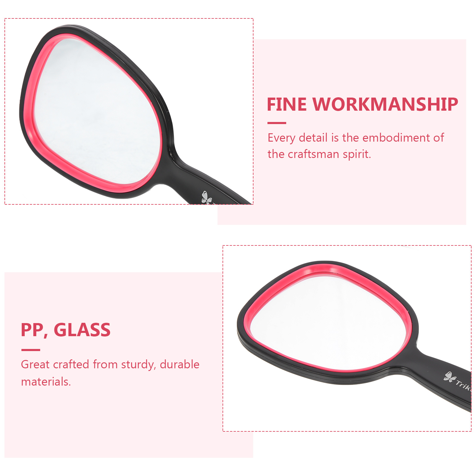 3Pcs Hand Held Mirror Portable Makeup Mirror Girl Cosmetics Mirrors Hand Mirror