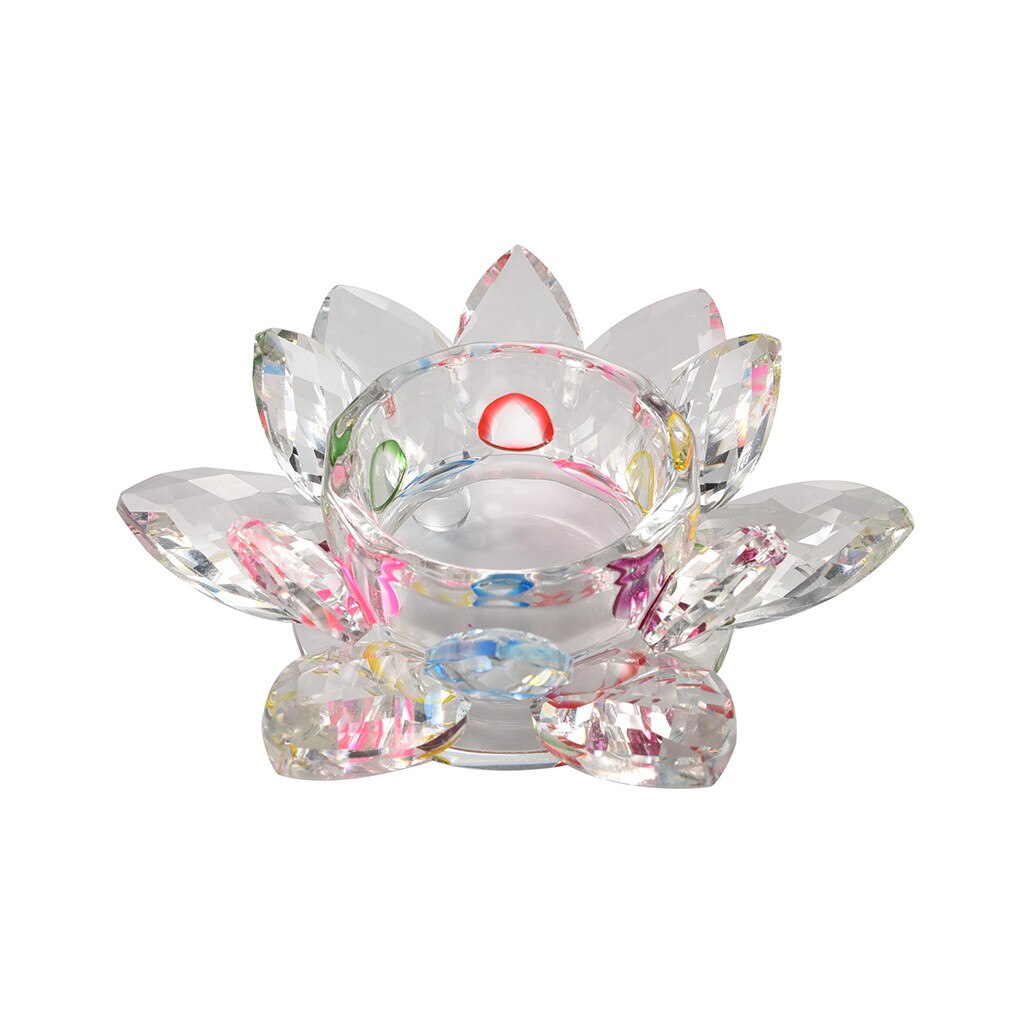 Candelabro de flor de loto de cristal de 38 °, portavelas para té, vela budista, velas para decoración del hogar: B