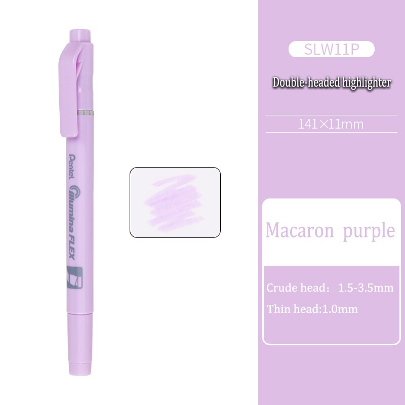 Resaltador de línea recta de doble cabeza SLW11, color rosa macaron, texto de alto brillo, annotati, 8 Uds.: Macaron purple