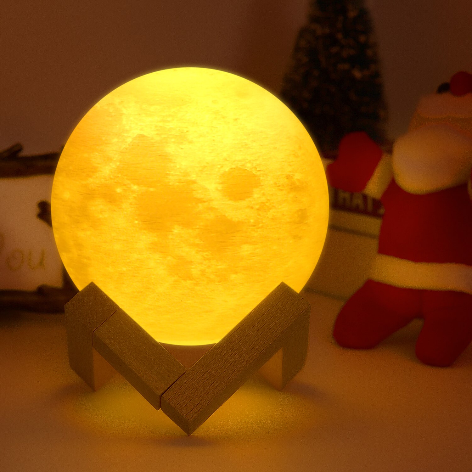 Måne 16 farger lampe 3d trykt månelys ledet nattlys 20cm/ 7.9i med fjernkontrollstativ til låve jenter
