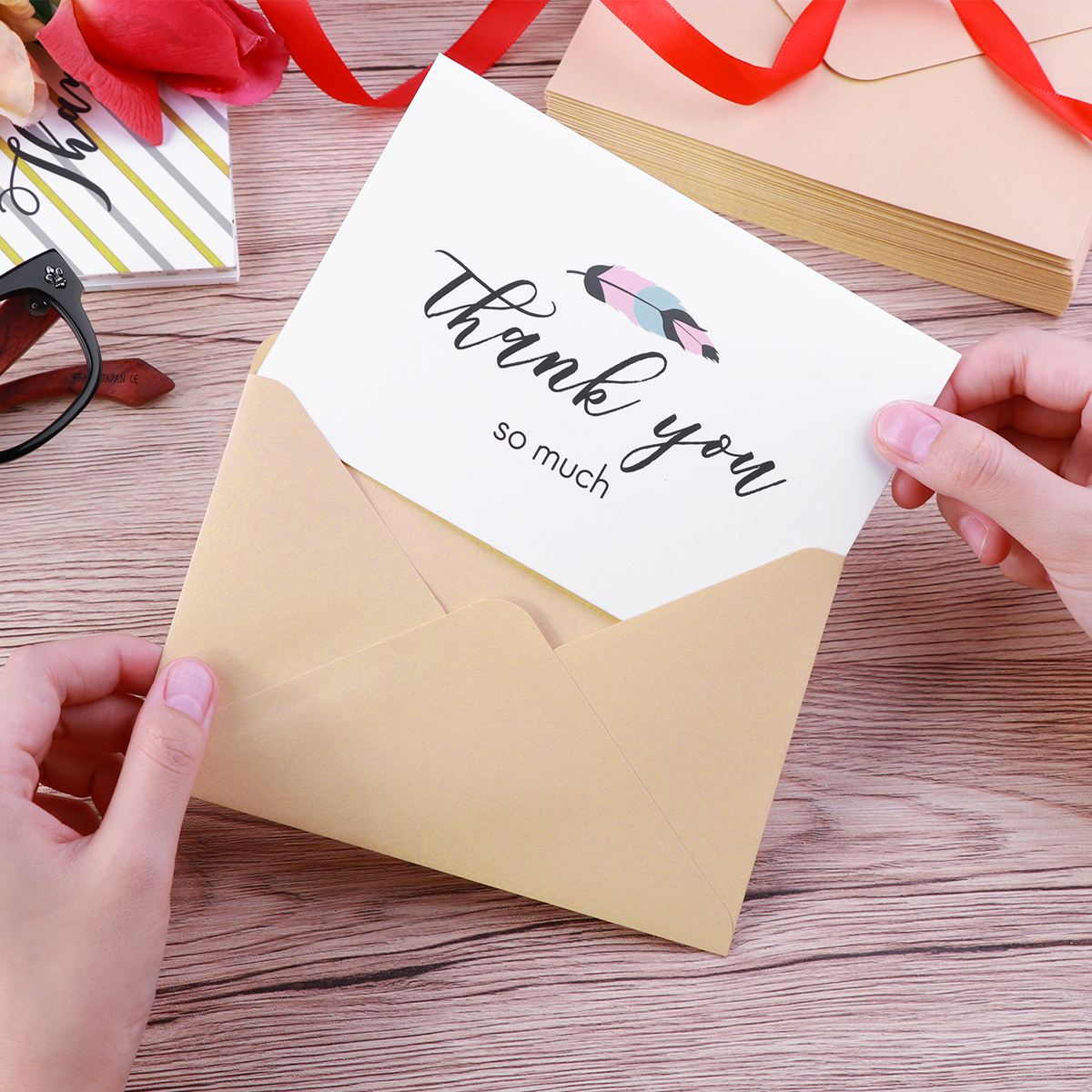 30PCS Thank You Cards Set Greeting Cards Notes With Kraft Envelopes And Stickers All-Occasion Thank You Notecard Set