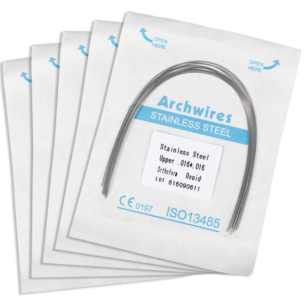 Lot de 10 arcs orthodontiques dentaires en acier inoxydable, forme rectangulaire, forme ovoïde, outil dentaire u/l, équipement dentaire