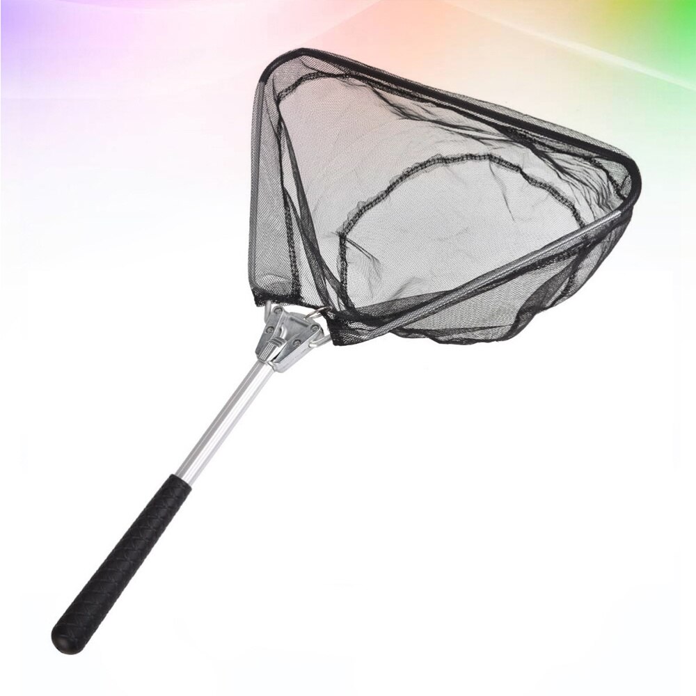 Aluminum Alloy Triangle Fishing Net Foldable Fish Landing Net Mini Collapsible Fish Catching Landing Net (50cm, Black)