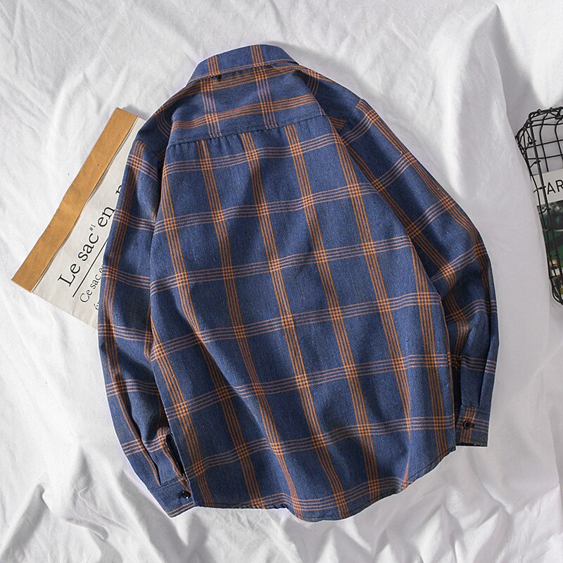Vår långärmad skjorta herr slim fit ull casual rutiga skjortor herr klädmärke plus size xxxl