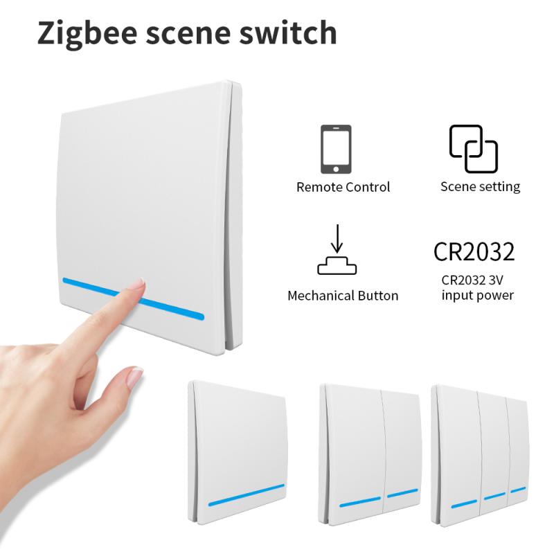 1/2/3 Gang Tuya ZigBee Wireless 6 Scene Switch Push Button Controller Battery Powered Automation Scenario For Tuya Devices