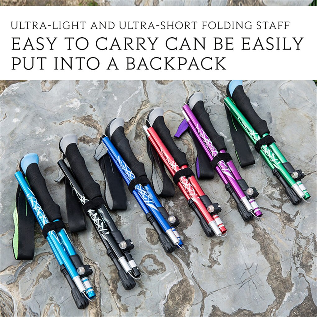 Telescopic Trekking Stick Walking Cane Trusty Hiking Poles Folding Stick Walking Stick for elder Crutches Rubber Tip Accessories