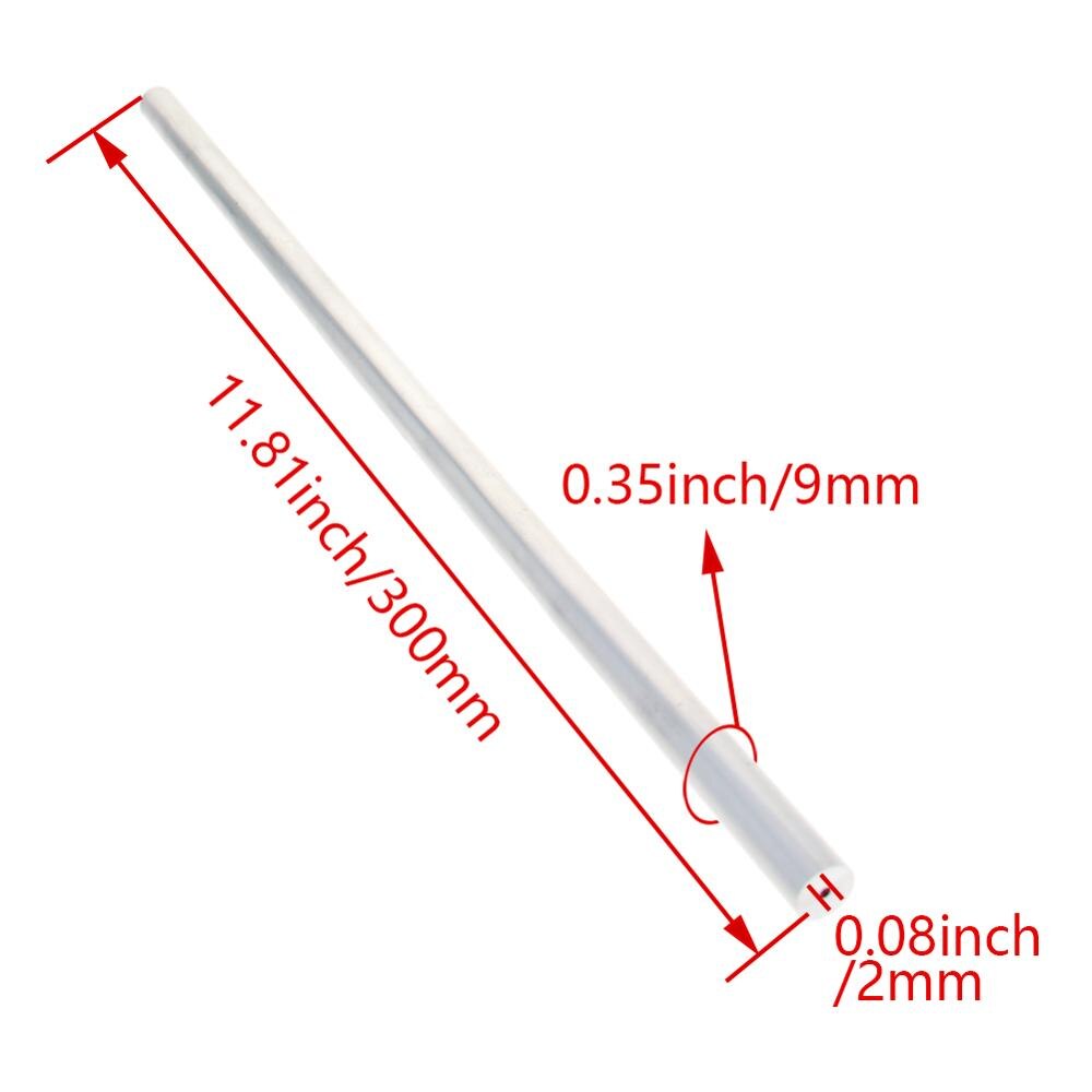 Tubo redondo de aluminio, 6063 OD, 8mm, 9mm, sin costura, recto, 300mm de longitud, para entrada de aire DIY, 2 uds.: OD9mm x ID2mm