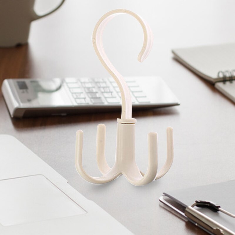 1PC Rotating Four-claw Hook Multifunctional Wardrobe Bag Storage Hook Nail-free Plastic Tie Hanger Organizer Save Space