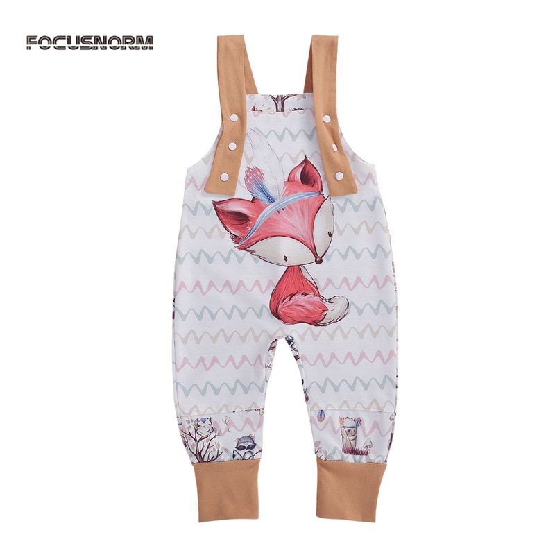 FOCUSNORM 0-4Y Kleinkind Baby Jungen Mädchen Strampler Karikatur Hirsch Drucken Ärmel Geschmack Overall Hosen