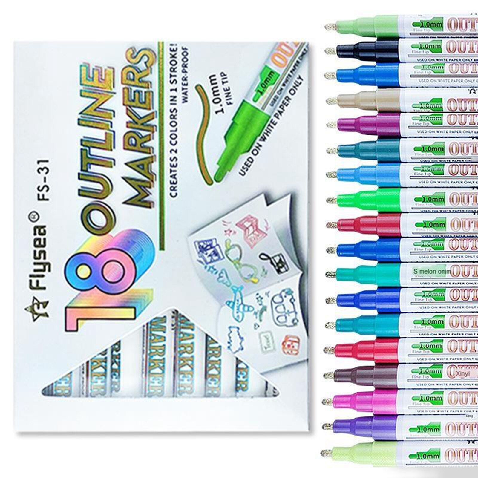 12/18pcs Acrylic Paint Pens Sets Fine Art Marker Metal Glass Rock Waterproof: 18 Colors