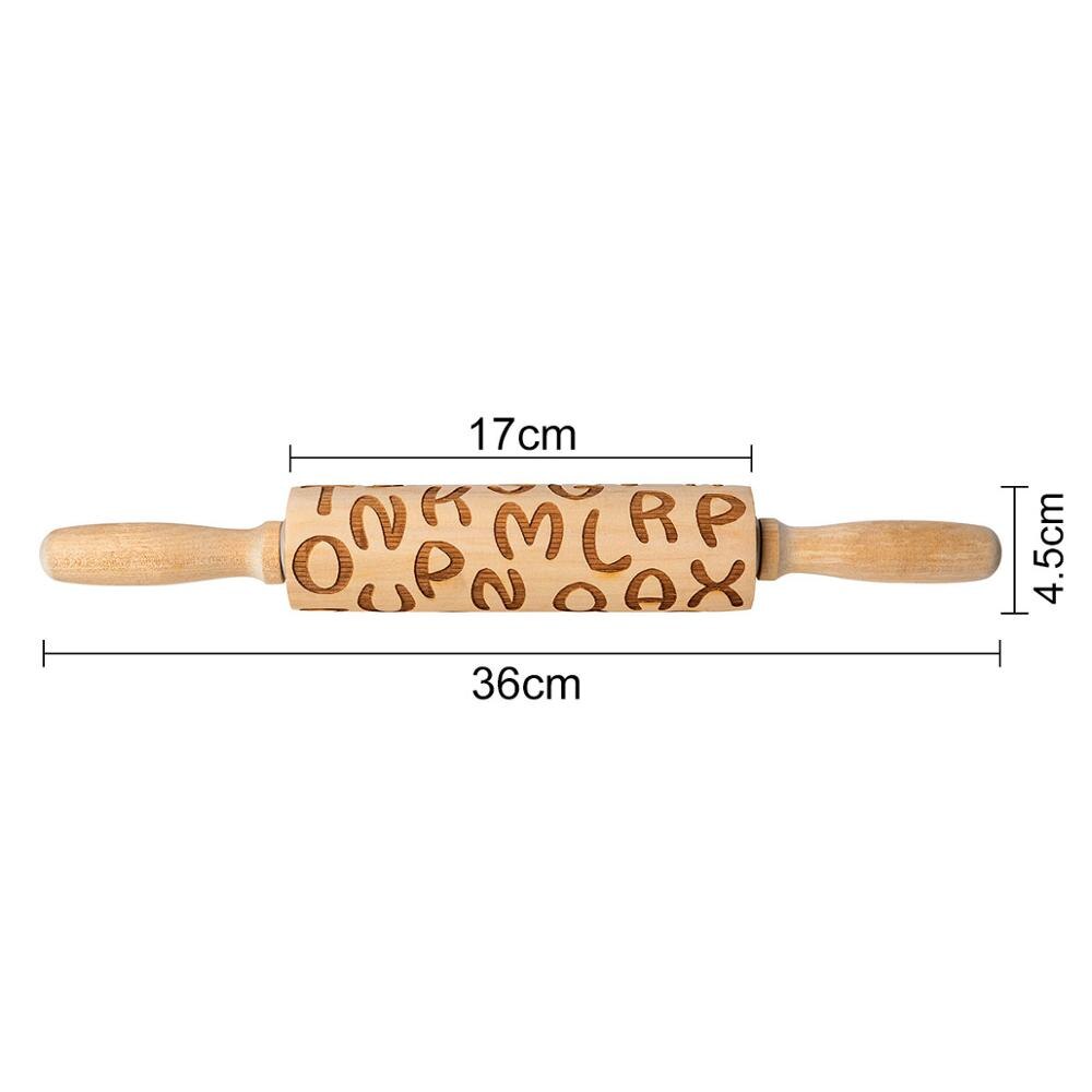 3D Christmas Rolling Pin Wooden 29 Patterns Embossed Imprinted Patterned Cookie Made Roll Pin Bakery Baking Pastry Tools: U
