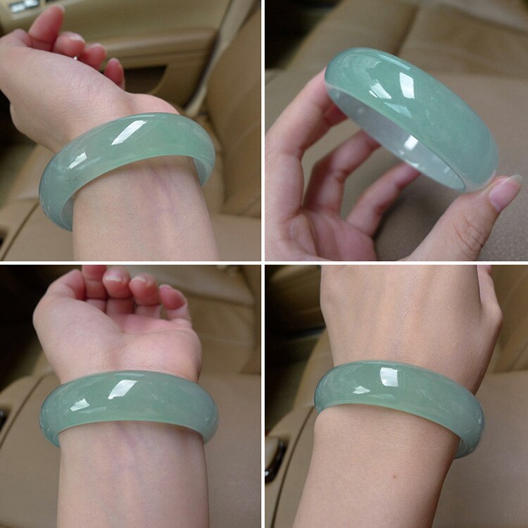 Bracelet en Jade vert véritable, fait à la main, fleur flottante, émeraude, pour femme, 100%