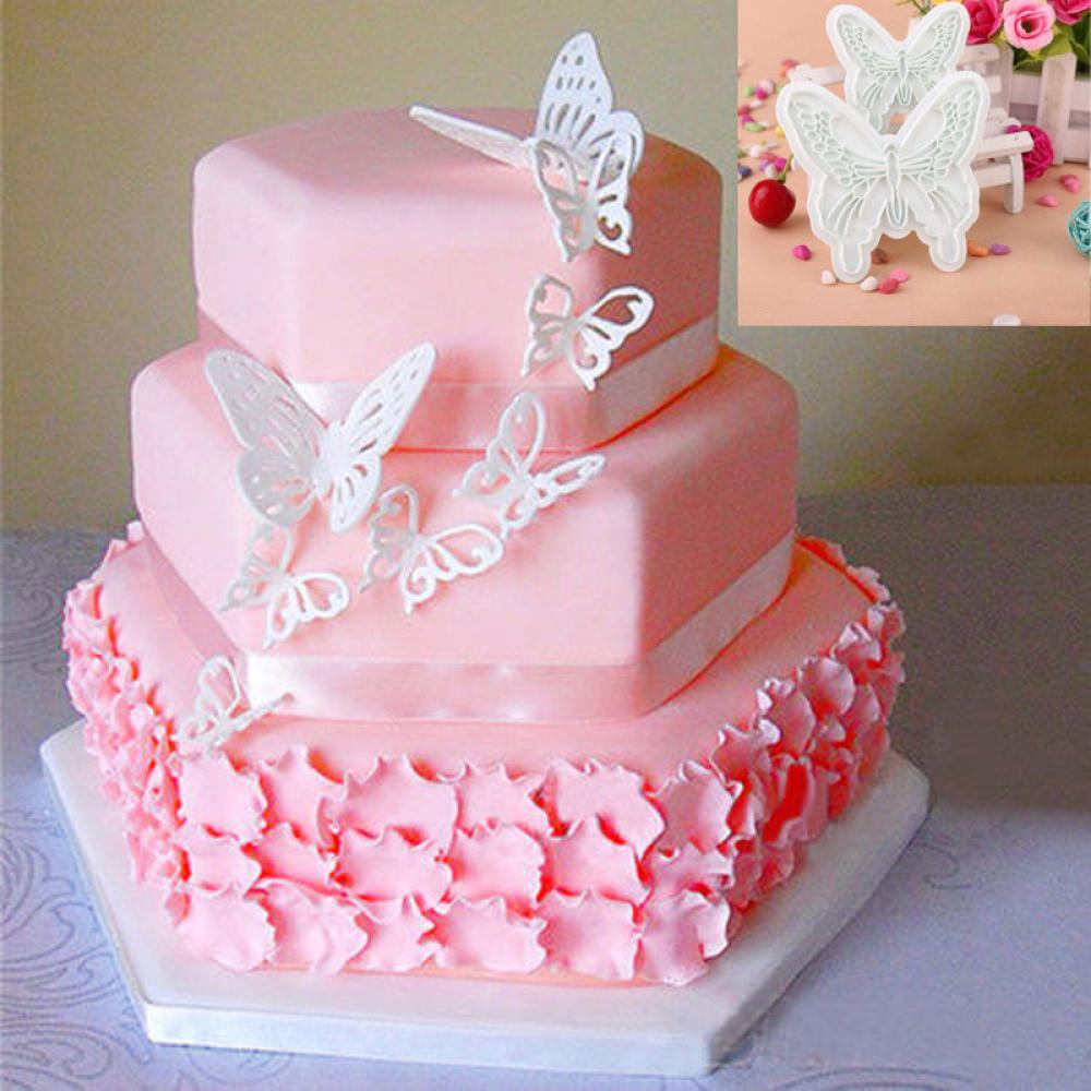 2 stks/set Vlinders Embossing Mold Vlinder Cake Moulds Snijden Sterven DIY Verjaardag Bruiloft Cake Decoratie Ambachten