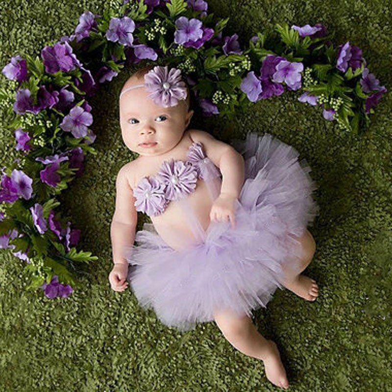 Top Verkoop Meisje Tule Tutu Rok En Bloem Hoofdband Set Pasgeboren Fotografie Props Baby Foto Props Baby