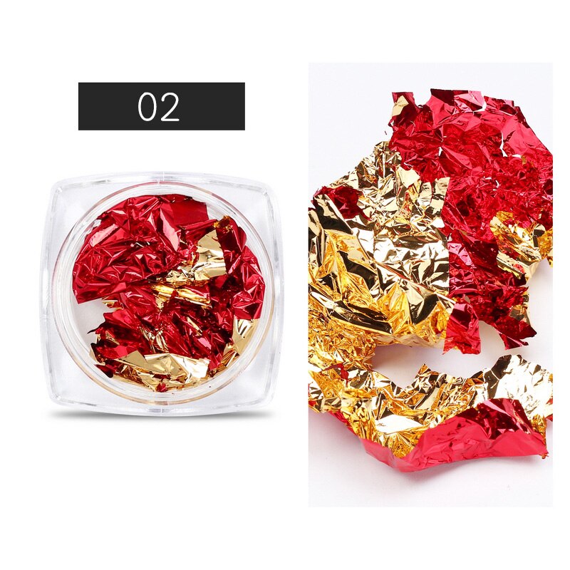 1 Box Nail Art Sticker Kleurrijke Onregelmatige Folies Papier Goud 3D Flakies Manicure Nail Art Diy Decoratie Accessoires: 2