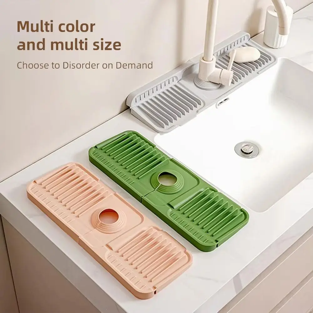 1Pcs Drying Pad Faucet Mat Countertop Protector Water-absorbent Draining Mat Silicone Wear Resistant Quick-drying Sink Mat