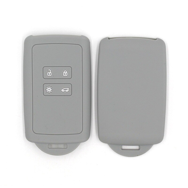 1pcs Silicone rubber car key case cover for Renault KOLEOS Kadjar Arkana for samsung QM5 4 button card smart key shell set: Gray