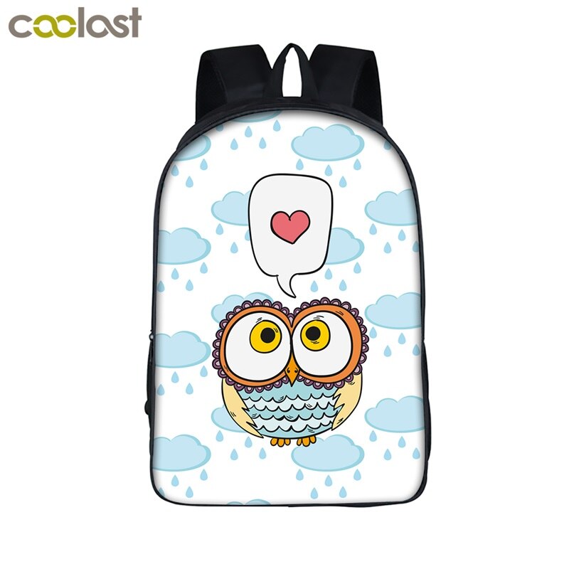 16 inch Cartoon Owl Student Backpack Cute Animal Print School Bag For Teenager Women Men Laptop Backpack Boys Girls Travel Bags: A16 MTY11