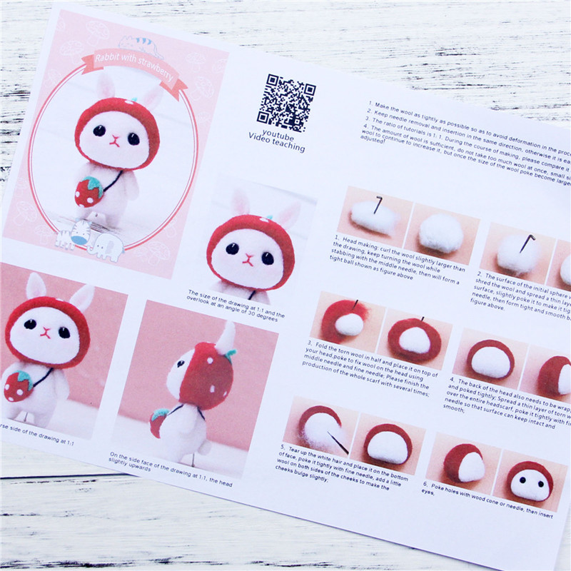 Cute Cartoon Rabbit Animal Handmade Toy / Handmade Material / Needle Felt Wool