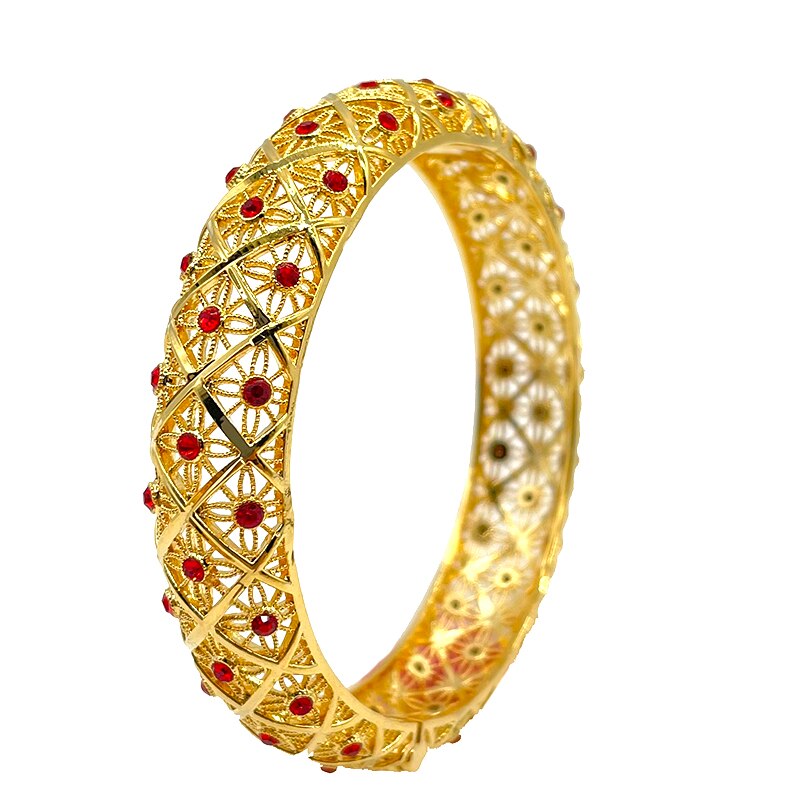 1Pcs Romantische Armbanden 24K Gold Kleur Dubai Armbanden Voor Vrouwen Afrika Armband Ethiopische Bruid Huwelijkscadeau