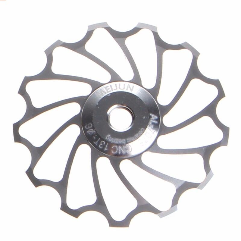 13t mtb keramische lagers wielpoelie racefiets fiets achterderailleurwiel 7/8/9/10 speed 4/5/6mm spindel as rollen: Zilver