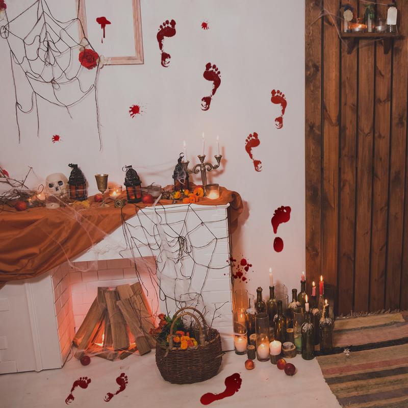 Horror Decal Bloed Handafdruk Glas Raamsticker Home Decor Verwijderbare Halloween Woonkamer Klaslokaal Decoraties Muurstickers