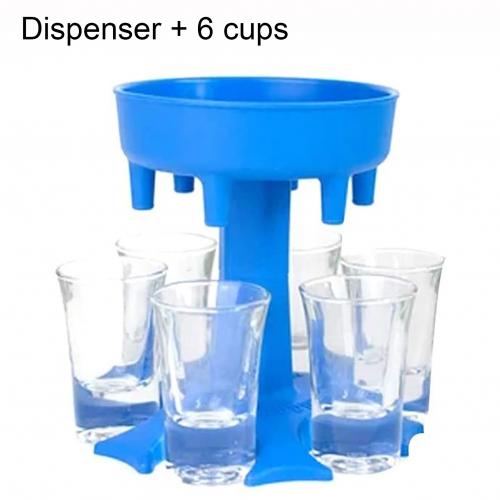 6 Shot Glas Cocktail Dispenser Revolving Vullen Vloeistof Bar Decanter Houder: Blauw