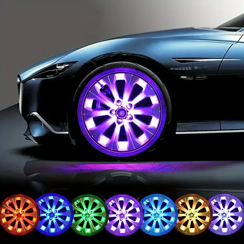 Lumière LED énergie solaire Flash voiture roue lumière moyeu ampoule pneu pneu Valve voiture moto pneu Modes colorés Valve lumière roue lampe