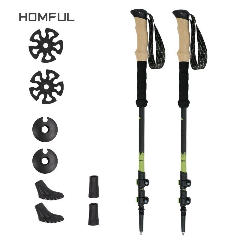 Hitorhike par /2 stk kulfiber trekking stave nordiske vandrestave carbon trekking stick alpenstock vandrestok til turisme