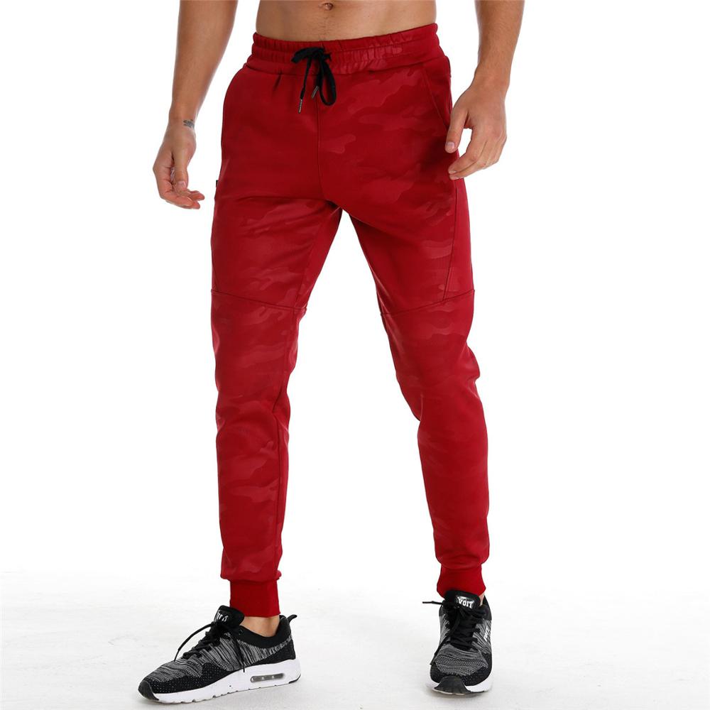 Camouflage joggingbroeken heren hardloopbroeken katoenen trainingsbroeken sportschool fitness trainingsbroeken heren herfst trainingsbroeken: Rood / M