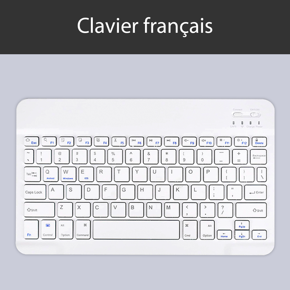 Für Android Ios Windows Bluetooth Wireless Tastatur Weiß Extra lange Standby-Tablet-Tastatur und Maus mit One-Click-Schalter: Blau