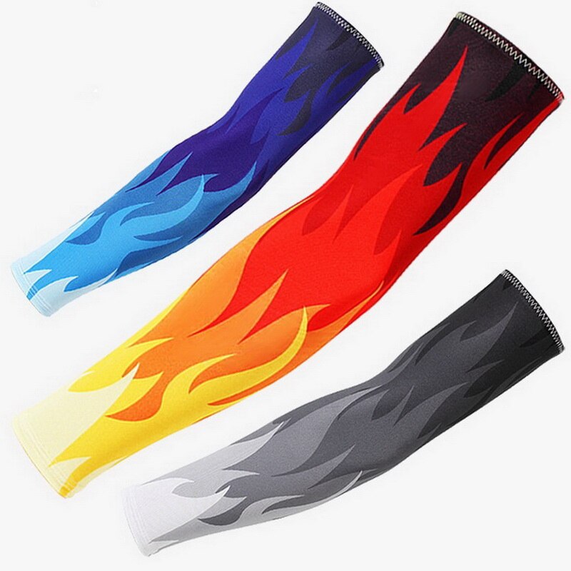 Mangas de brazo de refrigeración con protección solar para ciclismo, protección solar UV, estilo llama, calentador de brazo, para hombre y mujer