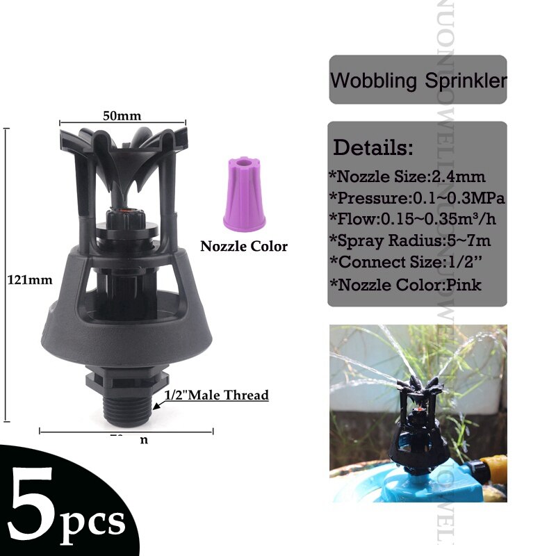 2 ~ 20 pièces durables arroseurs d'irrigation ferme verger oscillant buse rotative jardin pelouse paysage oscillant pulvérisateurs d'arrosage: 5pcs Pink Nozzle