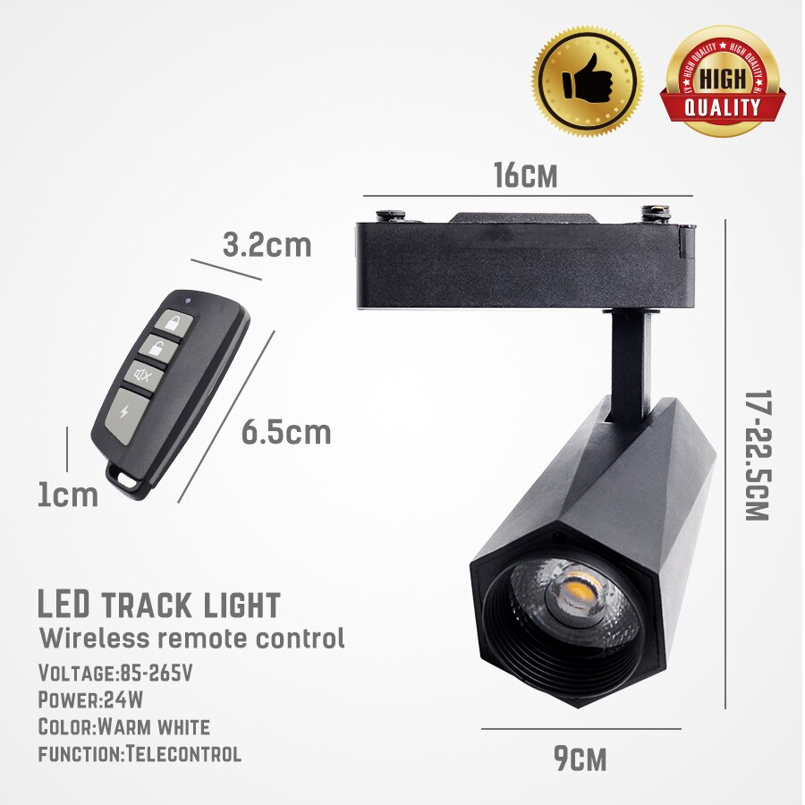 85-265V télécommande LED piste spot 24W gradation plafonnier guide lampe magasin de vêtements projecteur LED cob petit projecteur