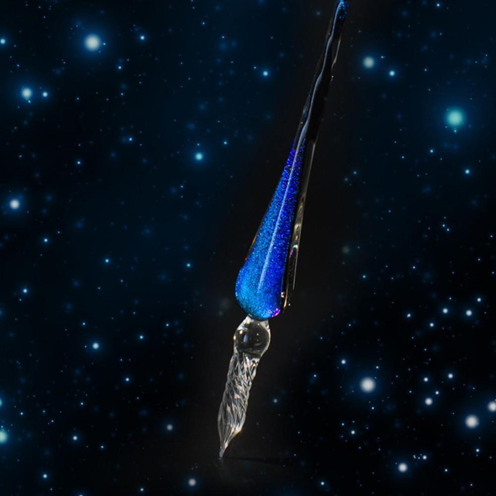 Glass Fountain Pen Water Set Student Crystal Fountain Pen Ink Pen Stationery Handmade Box E7D1