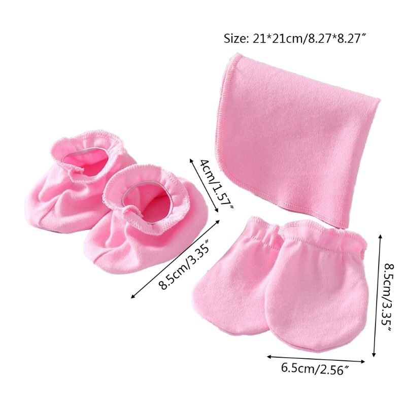 Pasgeboren Zachte Katoen Speeksel Handdoek Handschoenen Voet Cover Set Anti Scratch Wanten A2UB