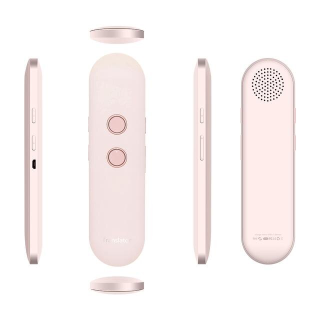 Newest Upgrade interpreter smart portable voice translator Instant Real-time language translator Bluetooth VoiceTranslator: Pink