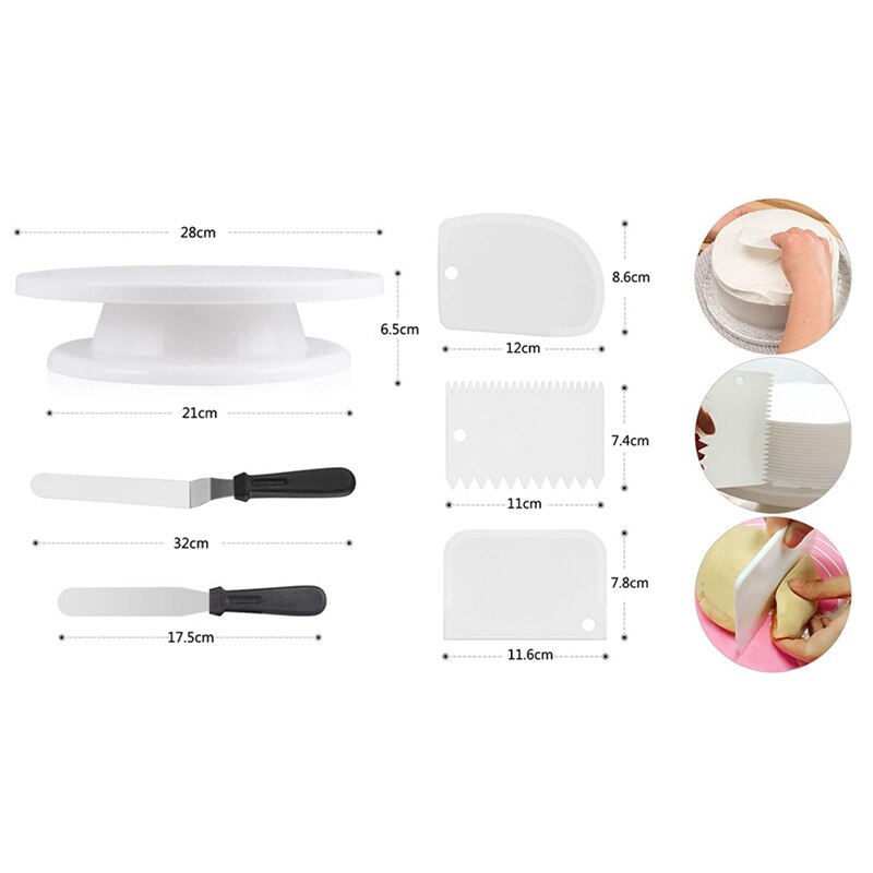 1 Set Banneton Proofing Basket Proofing Basket & 1 Set Rotating Cake Carousel Cake Stand Baking Supplies