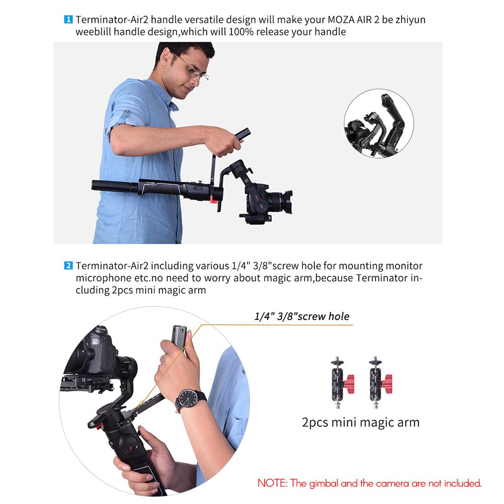 DF DIGITALFOTO voor Moza Air 2 voor Zhiyun Crane 2 Gimbal TERMINATOR-AIR2 Veelzijdige Handvat met Hand Release Strap