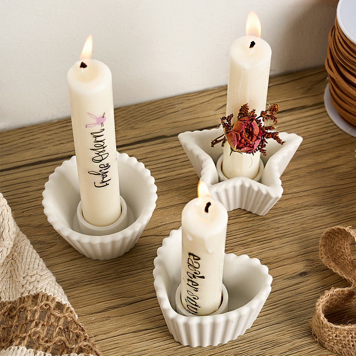 Portavelas a rayas de hormigón, molde de silicona DIY hecho a mano, candelabro redondo en forma de corazón y estrella, molde de yeso, artesanía 3D, , decoración del hogar