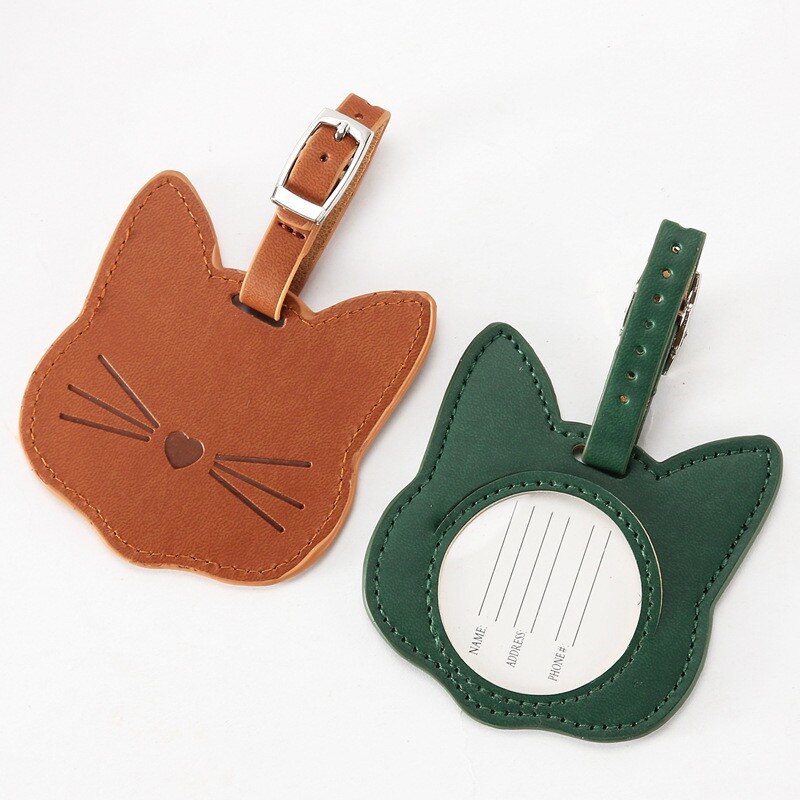 Kawaii Cat valise en cuir étiquette à bagage dessin animé ID porte-adresse étiquette à bagages identifiant accessoires de voyage