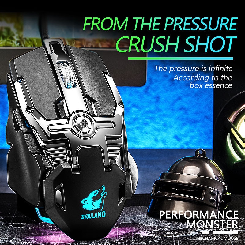 USB Wired Competitive Gaming Mouse Mechanical Game Mice Adjustable 6400DPI 8 Buttons LED Lighting Mouse V15 Grey