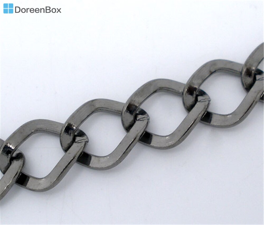 Doreen Doos Mooie 4M Gunmetal Vierkante Curb Chains Bevindingen 7x8mm (B04713)