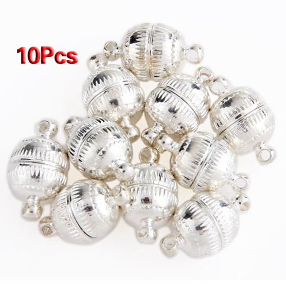 10X Magnetic Snap Closure 10 mm Chain Silver