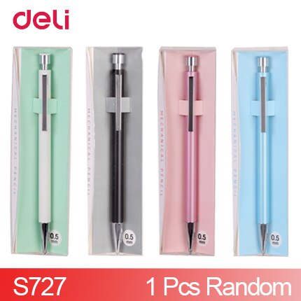 Deli Stationary pencil cute Metal Mechanical Pencil Cartoons Drawing Picture Draw Pencil 4 color 0.5mm 0.7mm pencils: 1 pcs s727